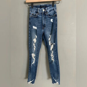 Aeropostale Women's Super High Rise‎ Curvy Jegging Medium/Dark Wash. Size 000